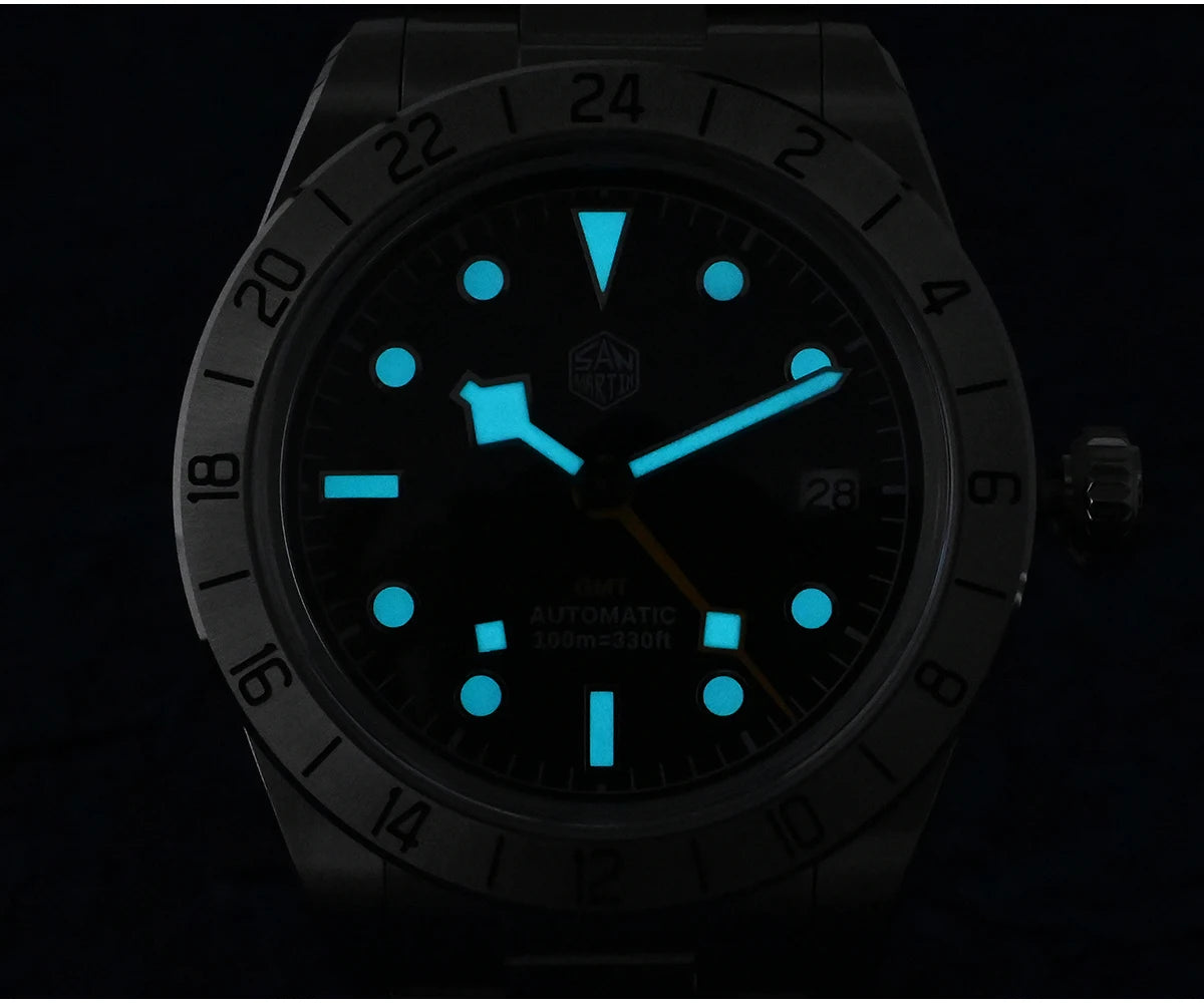 San Martin New 39mm NH34 BB GMT Automatic Mechanical Watch Sport Watch Sapphire Luminous Waterproof 100m for Men Watch SN0054