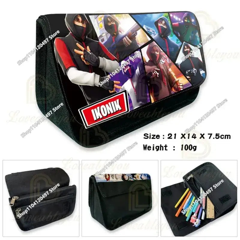 Victory Royale Student Boys Girls Fortnited Capacity Stationery PencilCase Peely Llama Hero Children's Pen Box Kids Teen Bags