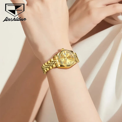 JSDUN 8737 Women Watches High Quality Luxury Elegant Original Mechanical Watch Small Dial Ladies Watch Steel Strap Gifts Box