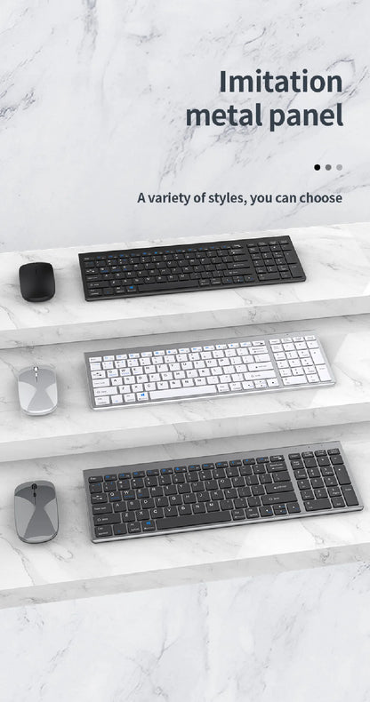 JOMAA Bluetooth&2.4G USB Keyboard and Mouse Set for Laptop Computer ipad Rechargeable Wireless Keyboard and Mouse Combo Slient