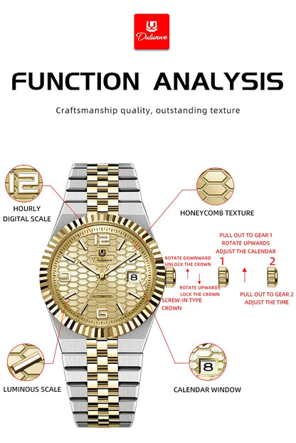 Luxury Automatic Mechanical Men's Watch Date Stainless Steel Man Watch Waterproof Luminous Business Watches For Men Reloj
