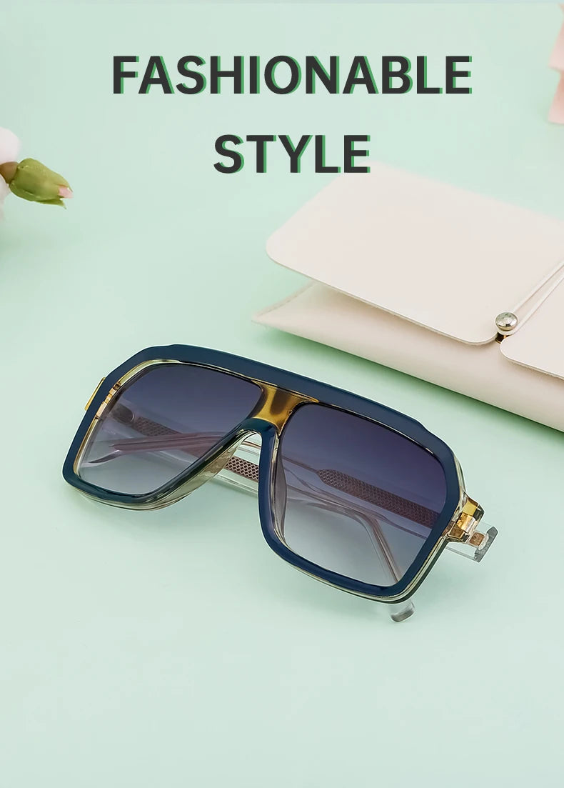 Ochelari de soare clasici, supradimensionați, pătrați, pentru bărbați, de lux, la modă, cu ramă metalică mare, ochelari de protecție, ochelari de soare eleganți pentru doamne