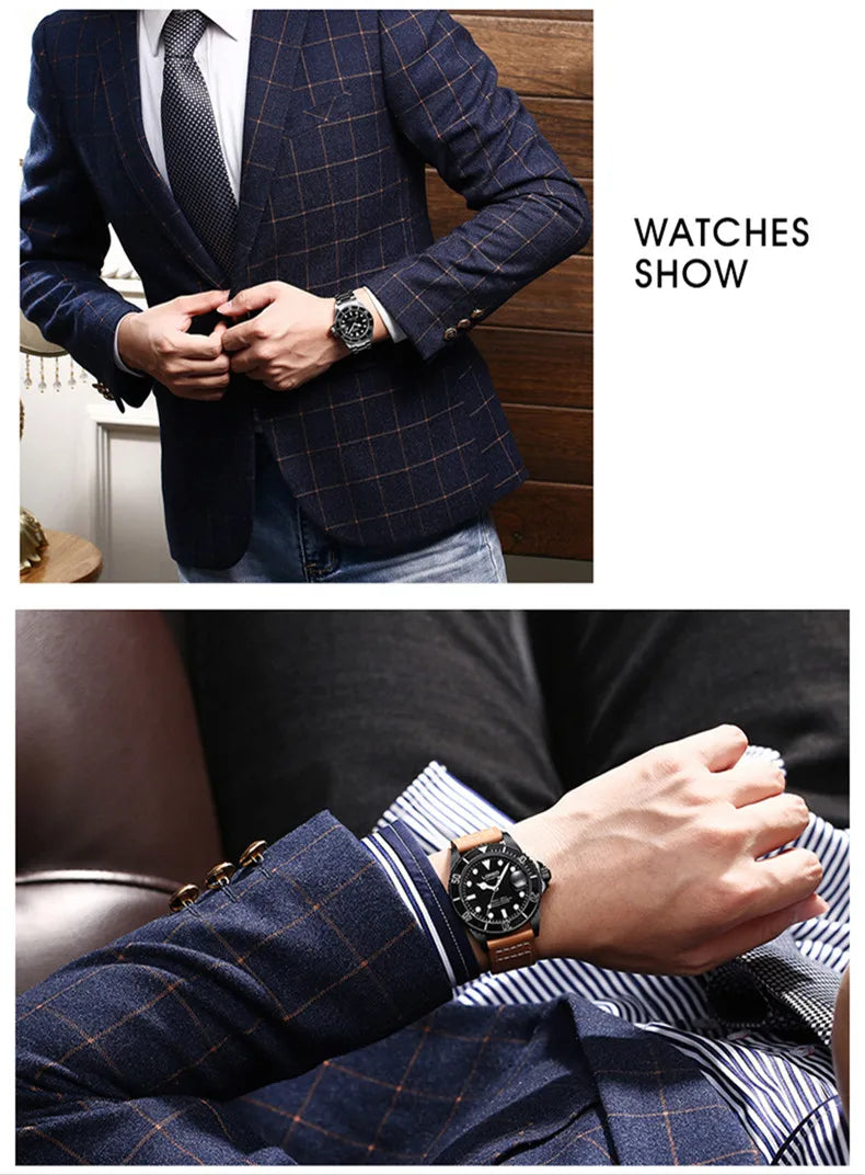 LOREO New Sapphire Glass Automatic Mechanical Watch Luxury Steel 200m Waterproof Business Watch Men Watches Reloj Hombre
