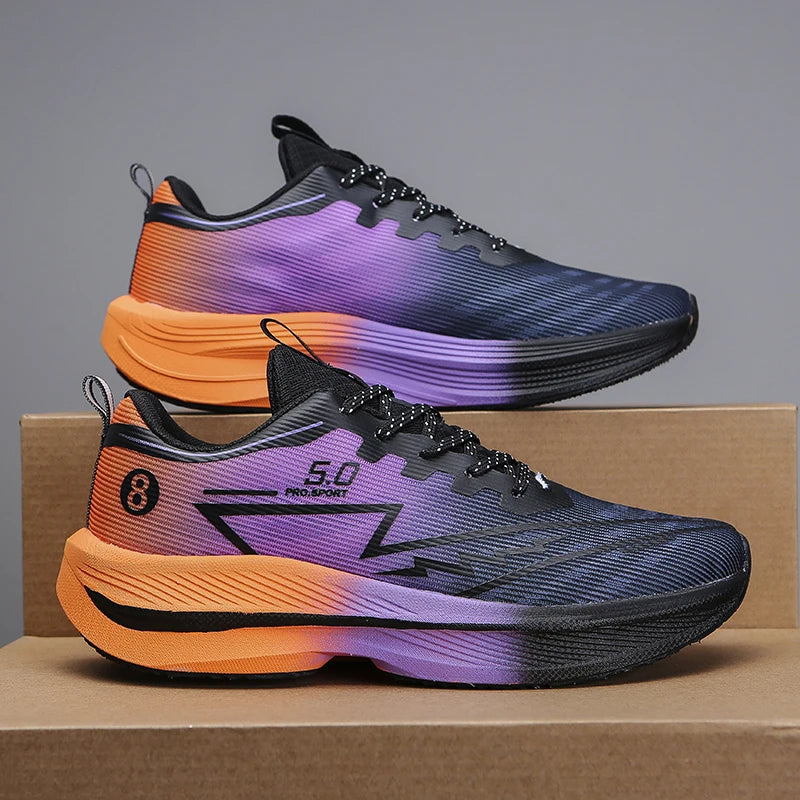 Brand Men's Carbon Plate Running Shoes, Soft Cushion, Shock Absorbing Sports Shoes, Unisex Sneakers, Light Anti-Slip Training Shoes