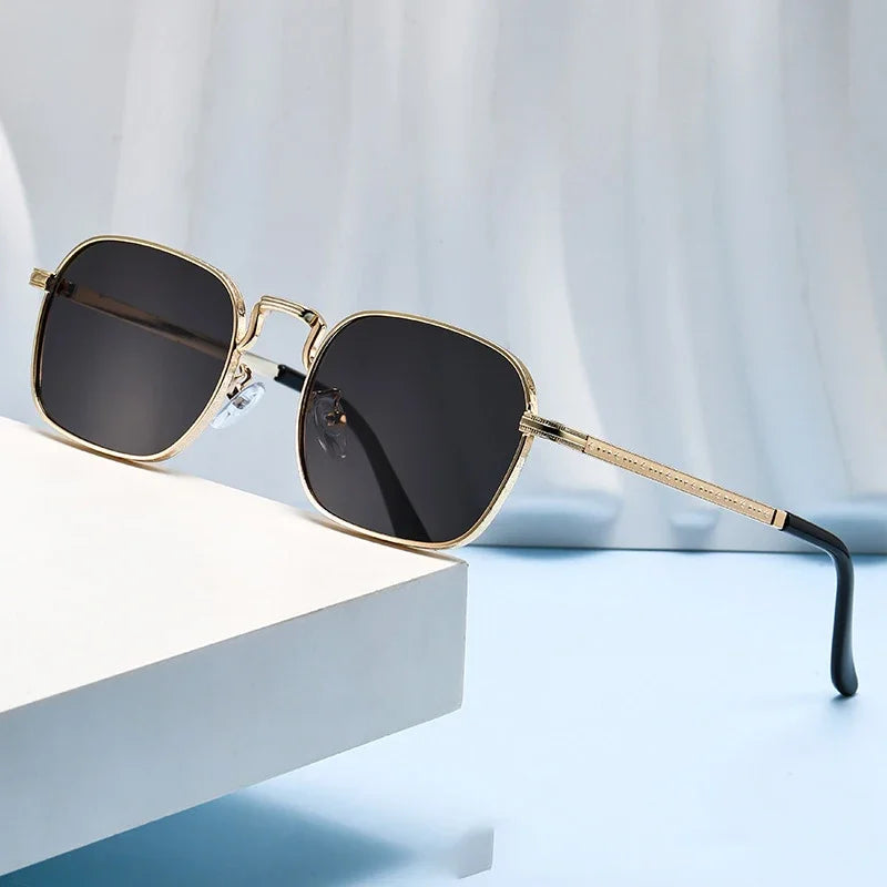 Ochelari de soare metalici, pătrați și ovali, la modă, retro, pentru bărbați și femei, personalizați, rezistenți la raze UV, ochelari de vedere de lux, design UV400