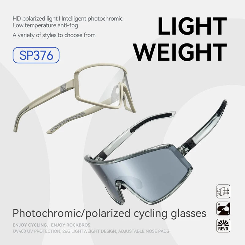 Ochelari de ciclism ROCKBROS: ochelari de soare polarizați, fotocromatici, anti-ceață, ochelari de protecție rezistenți la vânt, ochelari sportivi pentru MTB și biciclete de șosea