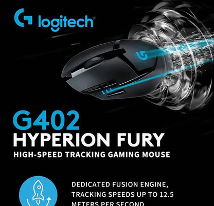 Logitech G402 kablet gamingmus 32-bit ARM-processor 8 knapper 500 IPS skridsikker til gaming- og arbejdssessioner hele dagen