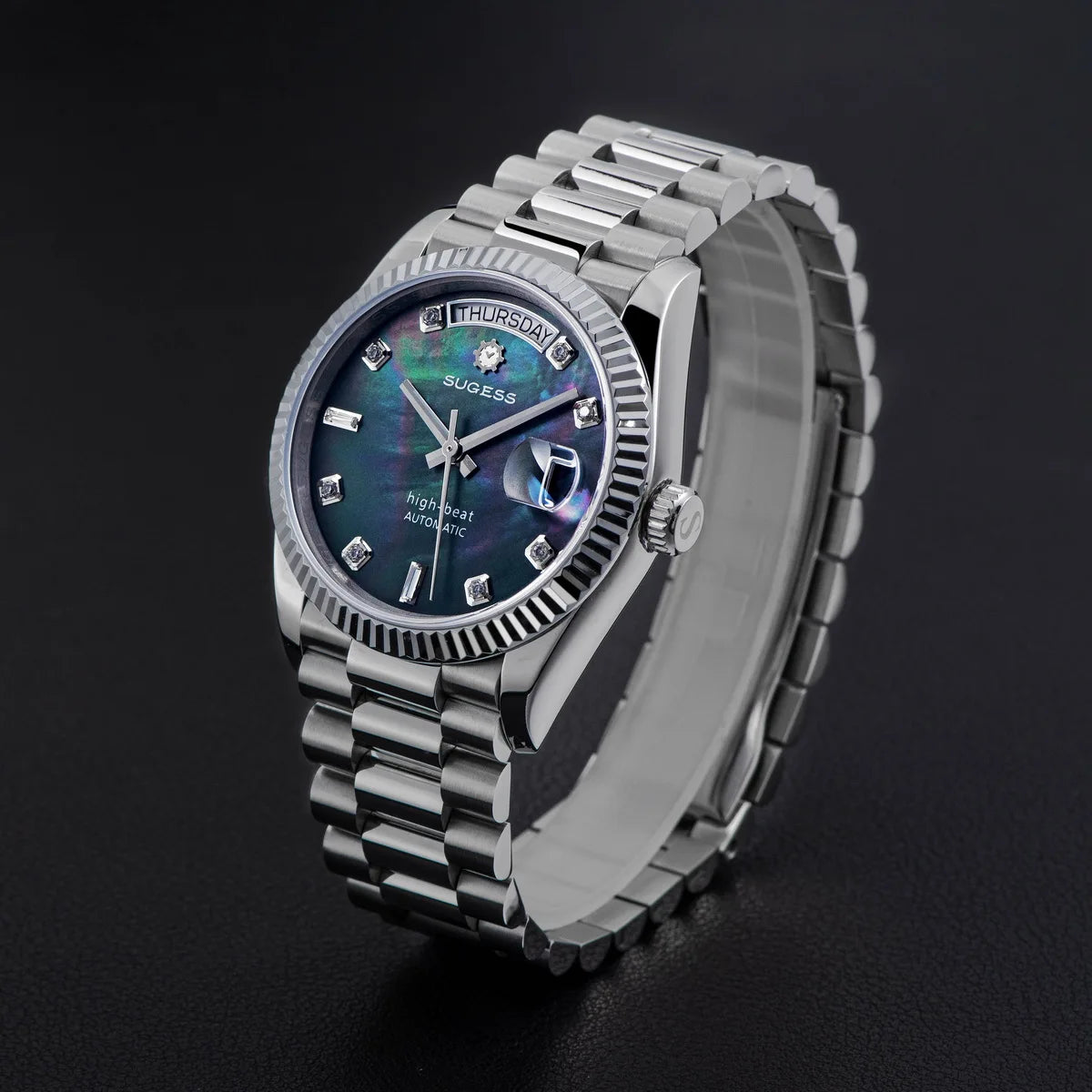 Sugess Watch of Men 36mm Date Automatic Retro Mechanical Wristwatches Sapphire Crystal RoseGold Dandong SL3034 Movement Day New