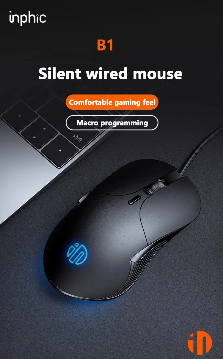 INPHIC B1 USB Wired Mouse Silent Office Gaming Mouse for PC and Laptops