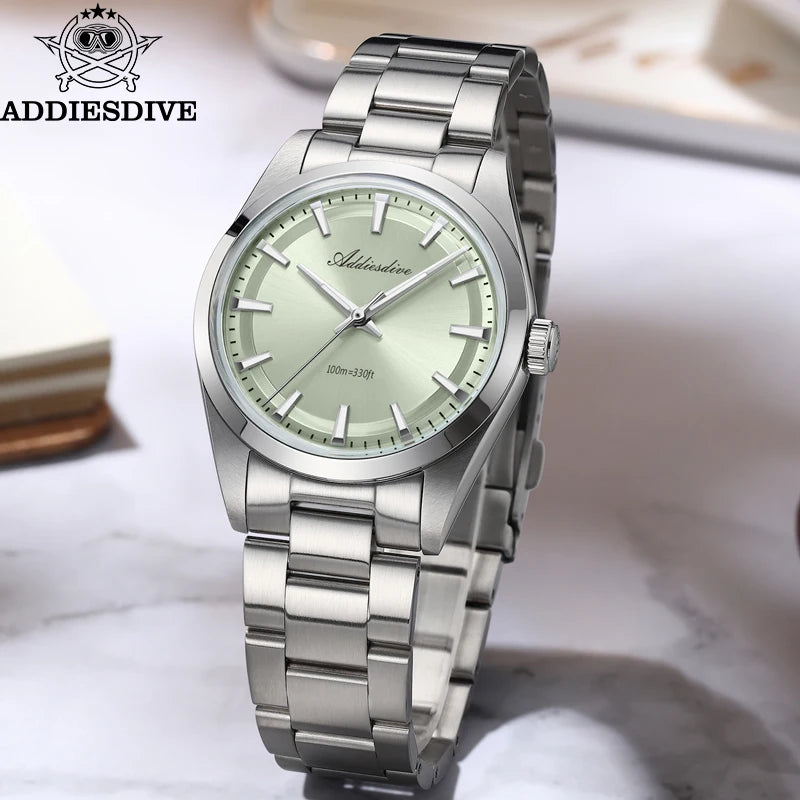 ADDIESDIVE 2024 New AD2066 Men's Watches Bubble Mirror Pot Cover Glass Stainless Steel Waterproof  Quartz Watch Man reloj hombre