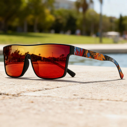 Ochelari de soare sport clasici, pătrați și la modă – brațe cu model, unisex, pentru ciclism, drumeții, călătorii – cadoul perfect