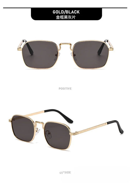 Ochelari de soare metalici, pătrați și ovali, la modă, retro, pentru bărbați și femei, personalizați, rezistenți la raze UV, ochelari de vedere de lux, design UV400
