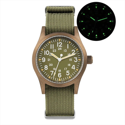 Militado ML05 Military Watch VH31 Sweep Movement Domed Sapphire Crystal Wristwatch High Clear AR Coating 38mm Vintage Watches