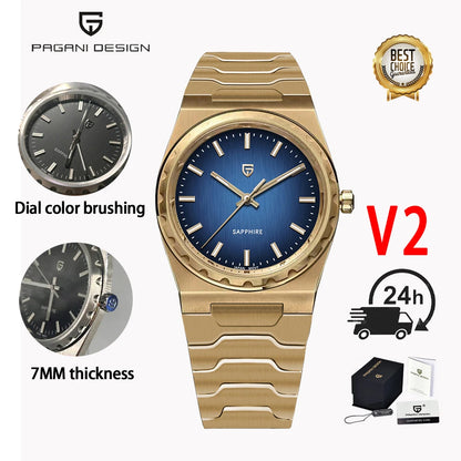 PAGANI DESIGN 2025 new thin 7MM men's quartz watch VJ21 37MM sapphire stainless steel waterproof 10Bar luminous C3 reloj hombre