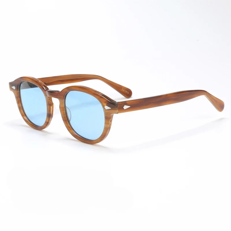 Ochelari de soare polarizați pentru bărbați și femei, stil Johnny Depp Lemtosh, ochelari de soare retro cu ramă rotundă din acetat și lentile UV400, Oculos