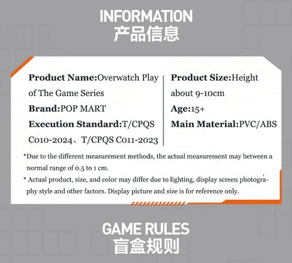 POP MART Overwatch Play of The Game Series Blind Box Mystery Box – urocze zabawki, ozdoby, figurki, dekoracje do domu, modele na biurko i lalki