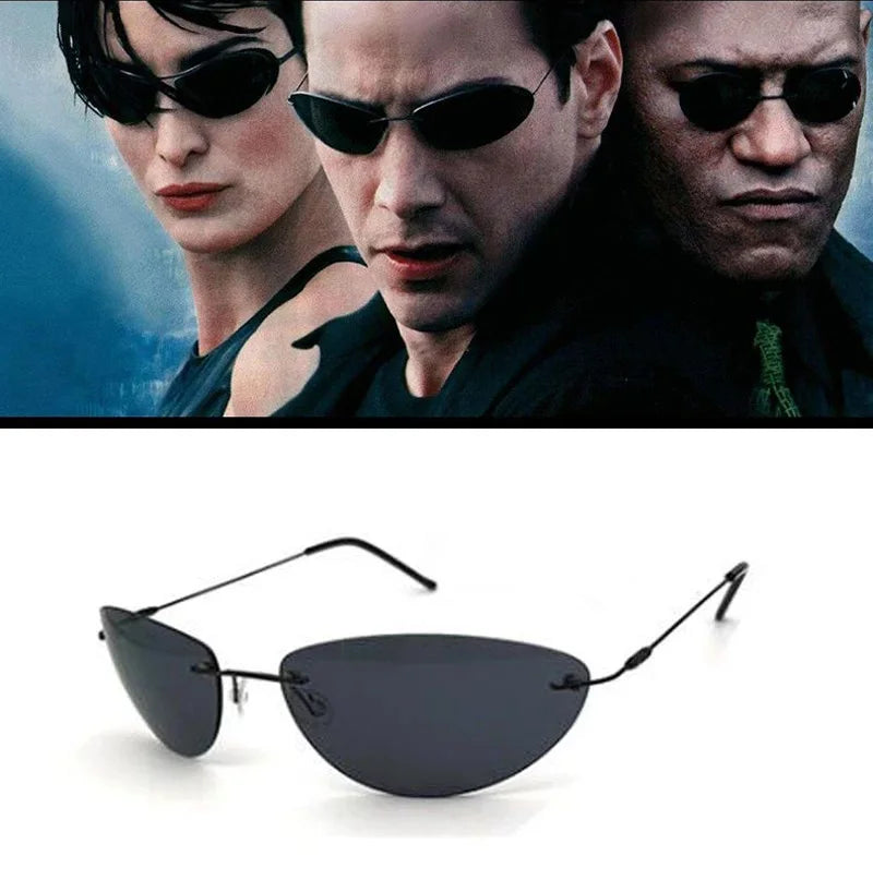 Ochelari de soare polarizați din titan, în stilul Neo din „Matrix”, ultralegeri, fără ramă, pentru bărbați, destinați conducerii, cu design de marcă – Oculos De So