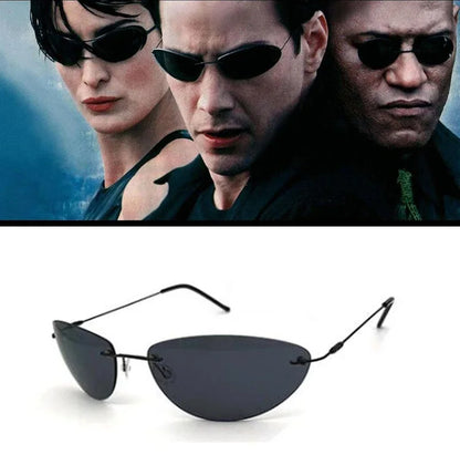 Ochelari de soare polarizați din titan, în stilul Neo din „Matrix”, ultralegeri, fără ramă, pentru bărbați, destinați conducerii, cu design de marcă – Oculos De So