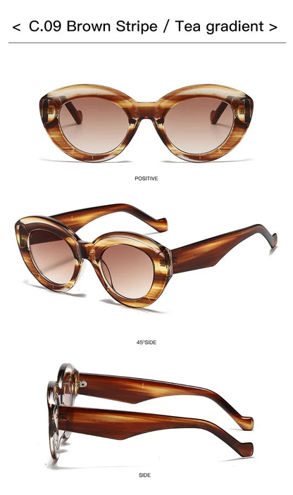 JNPCXI Ochelari de soare pentru femei, model „Cat Eye” supradimensionat, la modă, cu dungi verzi, stil retro, protecție UV400; ochelari de soare ovali pentru bărbați, la modă