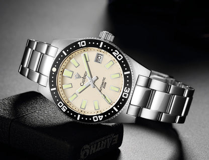 CADISEN New 38mm Diver Mens Watch Japan 8215 Automatic Mechanical Sapphire Glass Date Luminous 100M Waterproof Wrist watch Men