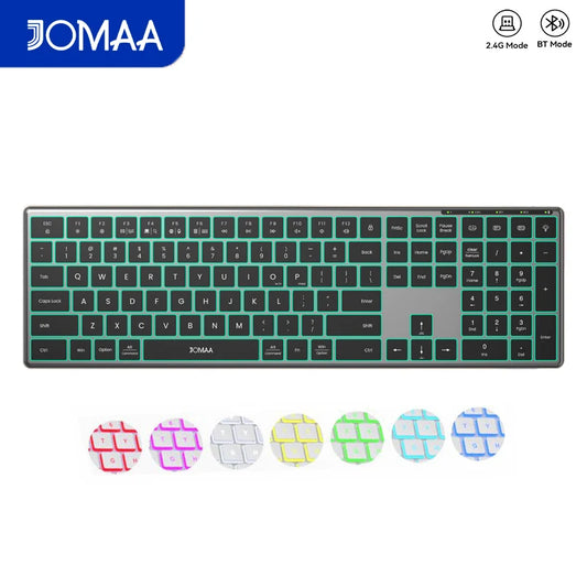 Jomaa Wireless Bluetooth Keyboard Multi-Device Full Size Wireless Backlight Keyboard with Number Pad, for Windows/PC/Laptop/Phone