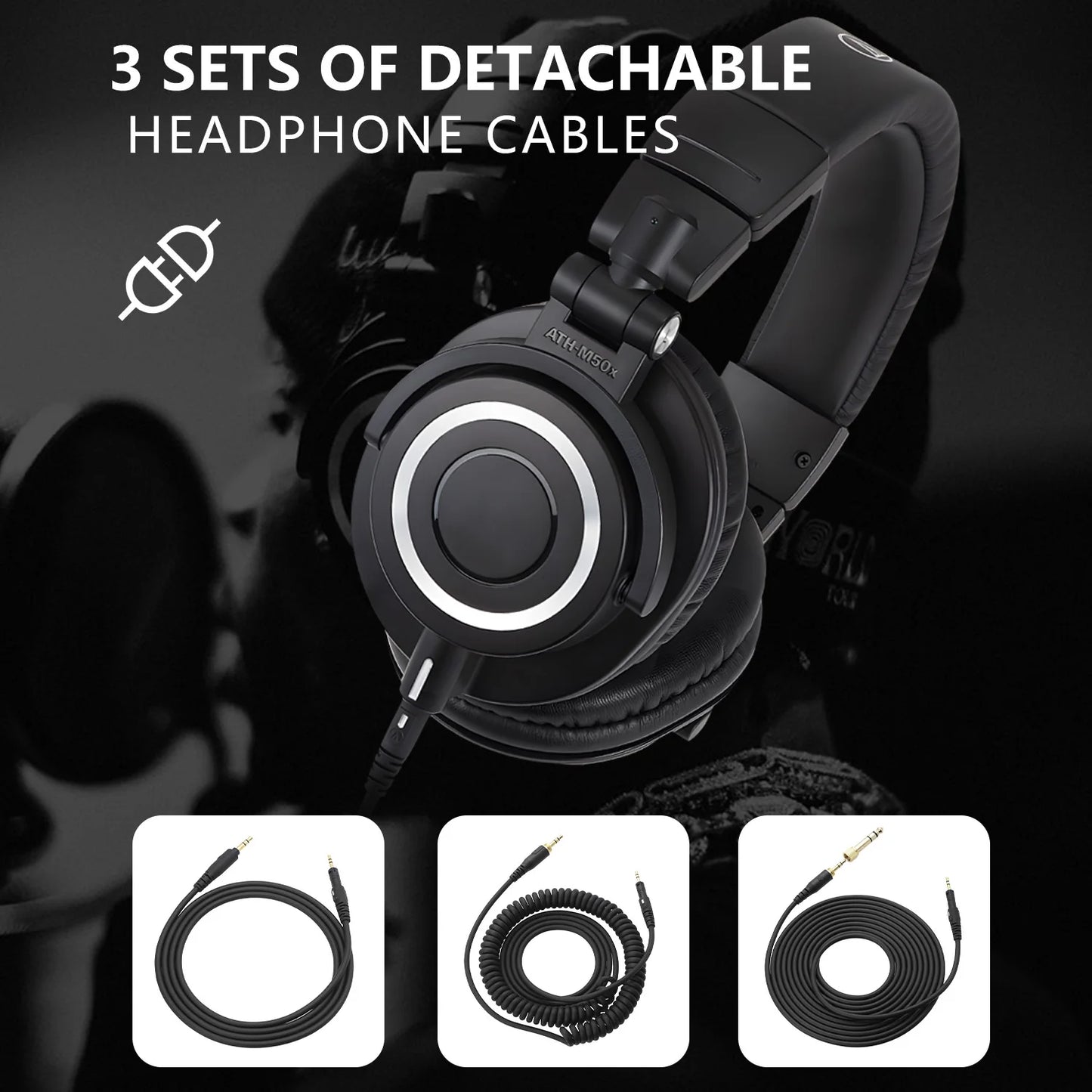 Sanpusen ATH-M50X Professional Studio Monitoring Headphones with 45mm Drivers for Clear Sound and Superior Isolation