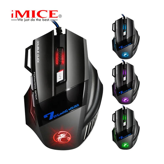 IMICE X7 Optical Gaming Mouse Adjustable DPI Ergonomic Anti-Slip Design Colorful Luminous Suitable for Desktop Computers Laptop