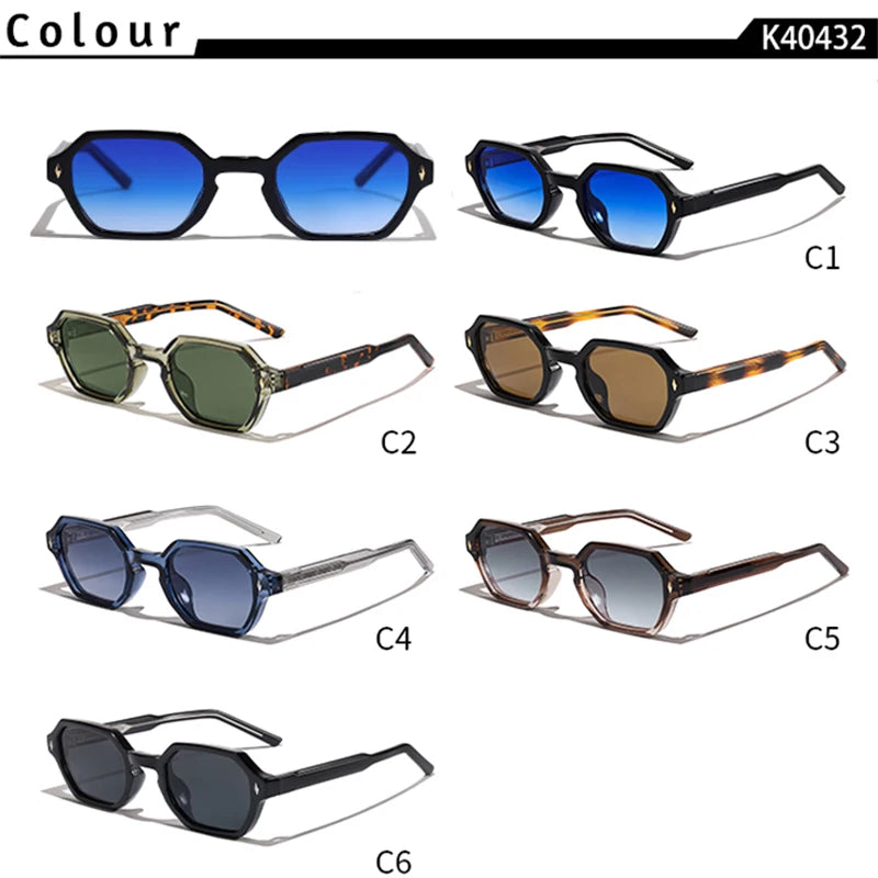 CATERDIDE Ochelari de soare retro poligonali pentru bărbați, cu design personalizat, ramă pătrată, ochelari de soare pentru femei, petreceri, călătorii și vacanțe