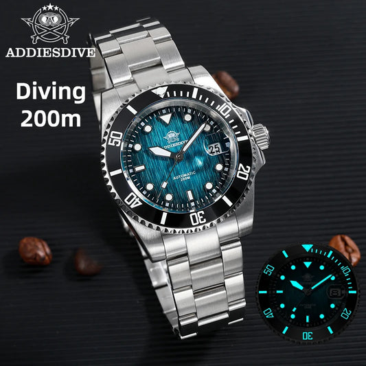 ADDIESDIVE Hot selling Men's Automatic Watch Sapphire Glass 200m Waterproof Watch BGW9 Night Light Classic Men's Watch AD2536
