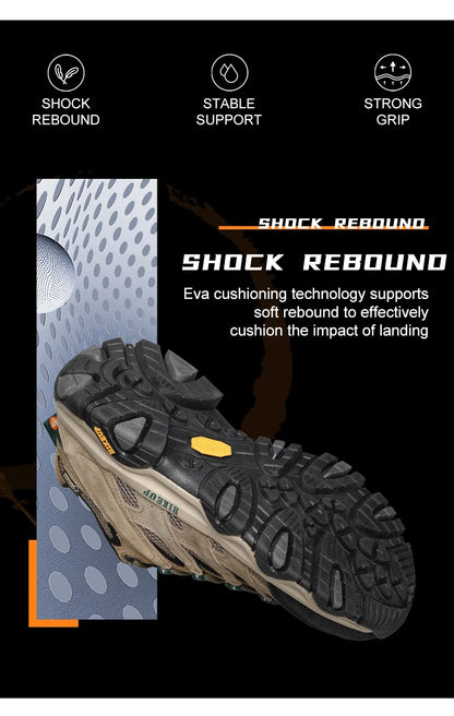HIKEUP Hiking Shoes for Men, Designer Climbing Trekking Sneakers, Leather Outdoor Sports Work Shoes, Running Shoes