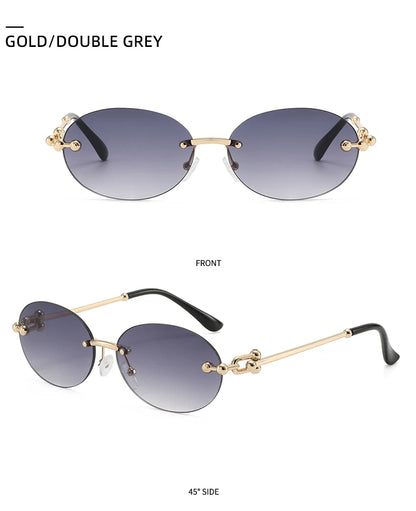 Ochelari de soare ovali fără ramă, de înaltă calitate, casual și luxoși, pentru femei, fără ramă, la modă și personalizați
