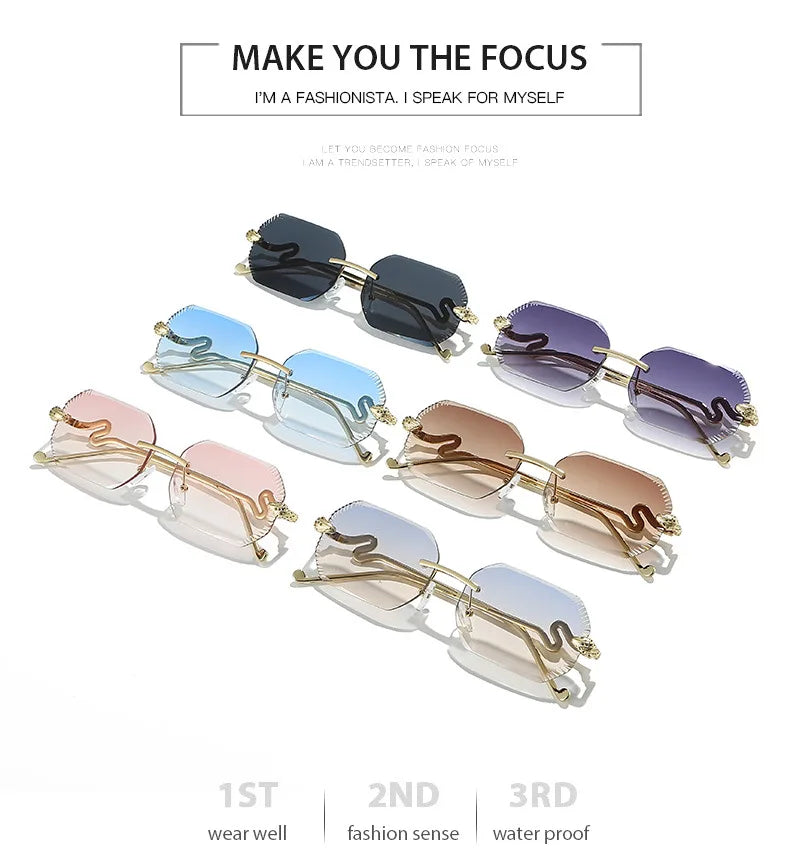 Ochelari de soare decorativi din metal, în formă de șarpe – ramă neregulată unisex, protecție UV, ochelari de soare