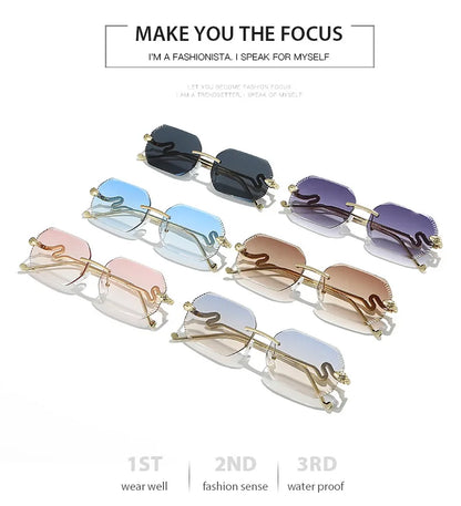 Ochelari de soare decorativi din metal, în formă de șarpe – ramă neregulată unisex, protecție UV, ochelari de soare