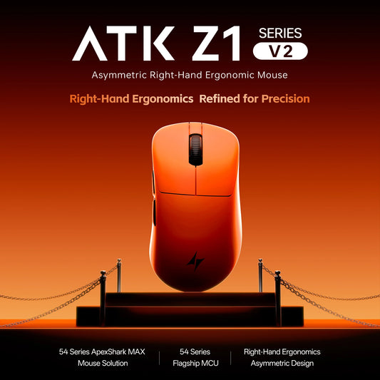 Mouse wireless ATK Blazing Sky Z1 V2 Ultimate PAW3950 Ultra Dual 8K da gaming, ergonomico, sviluppato internamente, per mani medio-grandi