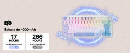 EPOMAKER AULA F75 ISO-ES 75% Spanische QWERTY Hot-Swap, Gasket-Mounted, kabelgebundene/Bluetooth/2.4GHz kabellose mechanische Gaming-Tastatur mit RGB-Hintergrundbeleuchtung