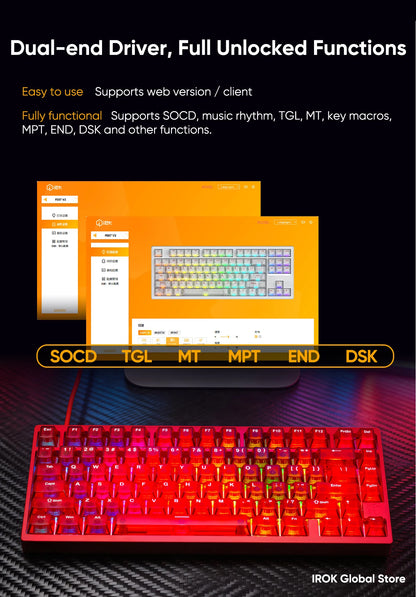 IROK MG75 V2 MG75V2 magnetische Gaming-Tastatur aus Aluminium, mechanisch, Rapid Trigger 0.07ms, 8KHz, 0.001mm, 512K Abtastrate, Gamer-Tastatur