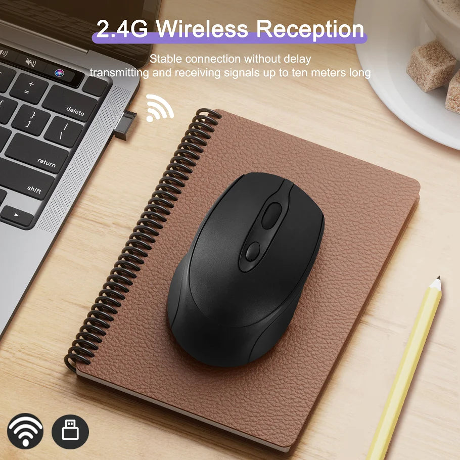 Bluetooth-Compatible Wireless Mouse 2.4G Rechargeable Wireless Computer Mouse USB Silent Gamer Mice for PC Laptop Macbook Tablet