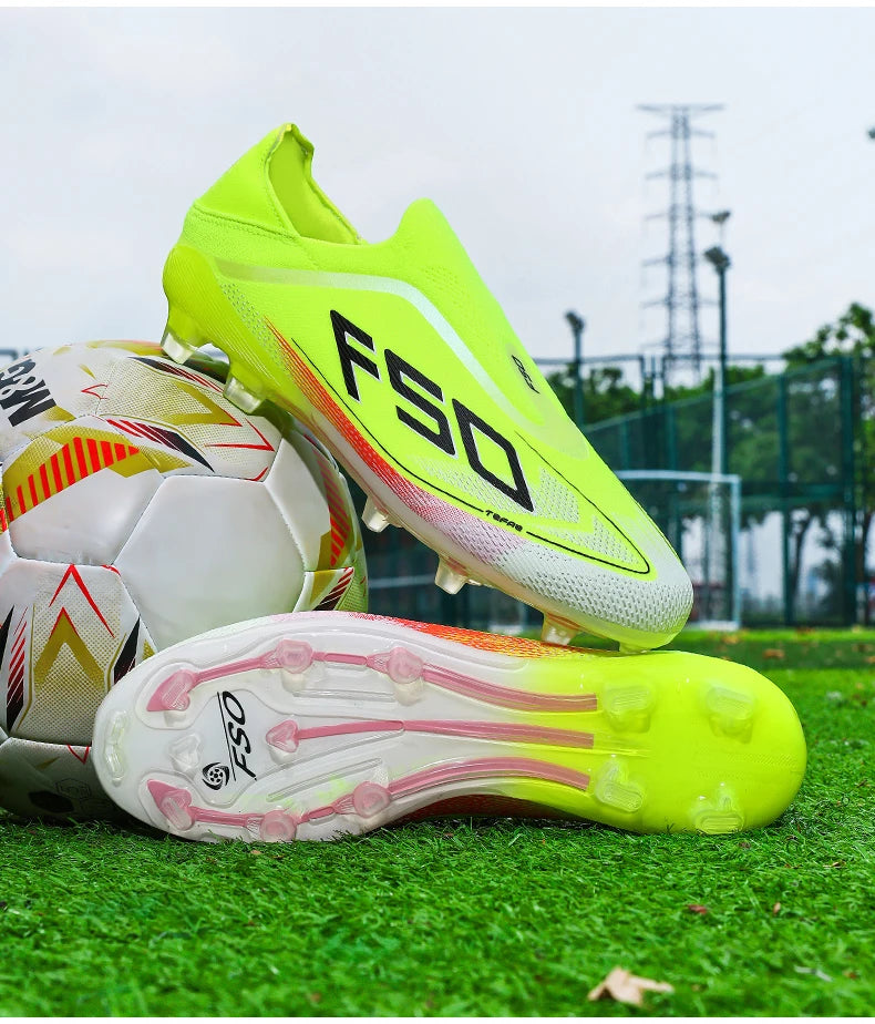 New Men Football Boots Non-Slip Outdoor Sneakers Match Grass Cleats High-quality Soccer Shoes Futsal Hot-selling High-top Light