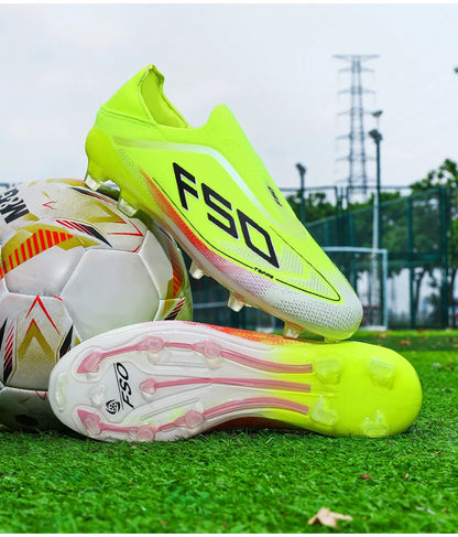 New Men Football Boots Non-Slip Outdoor Sneakers Match Grass Cleats High-quality Soccer Shoes Futsal Hot-selling High-top Light
