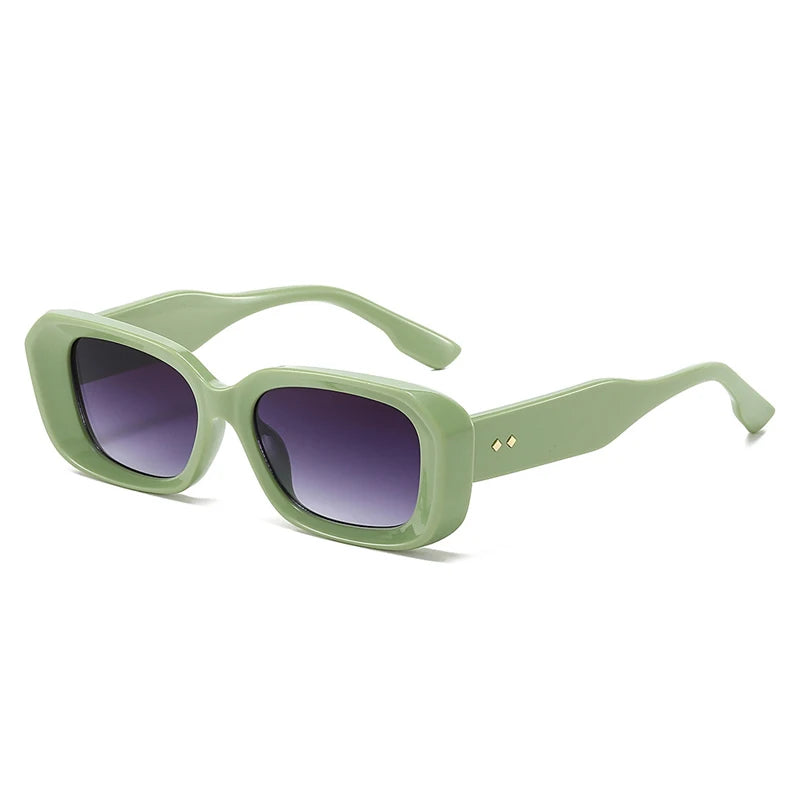 Ochelari de soare retro pătrați SHAUNA pentru femei, cu nituri, nuanțe degradate, protecție UV400, pentru bărbați, verzi și roz