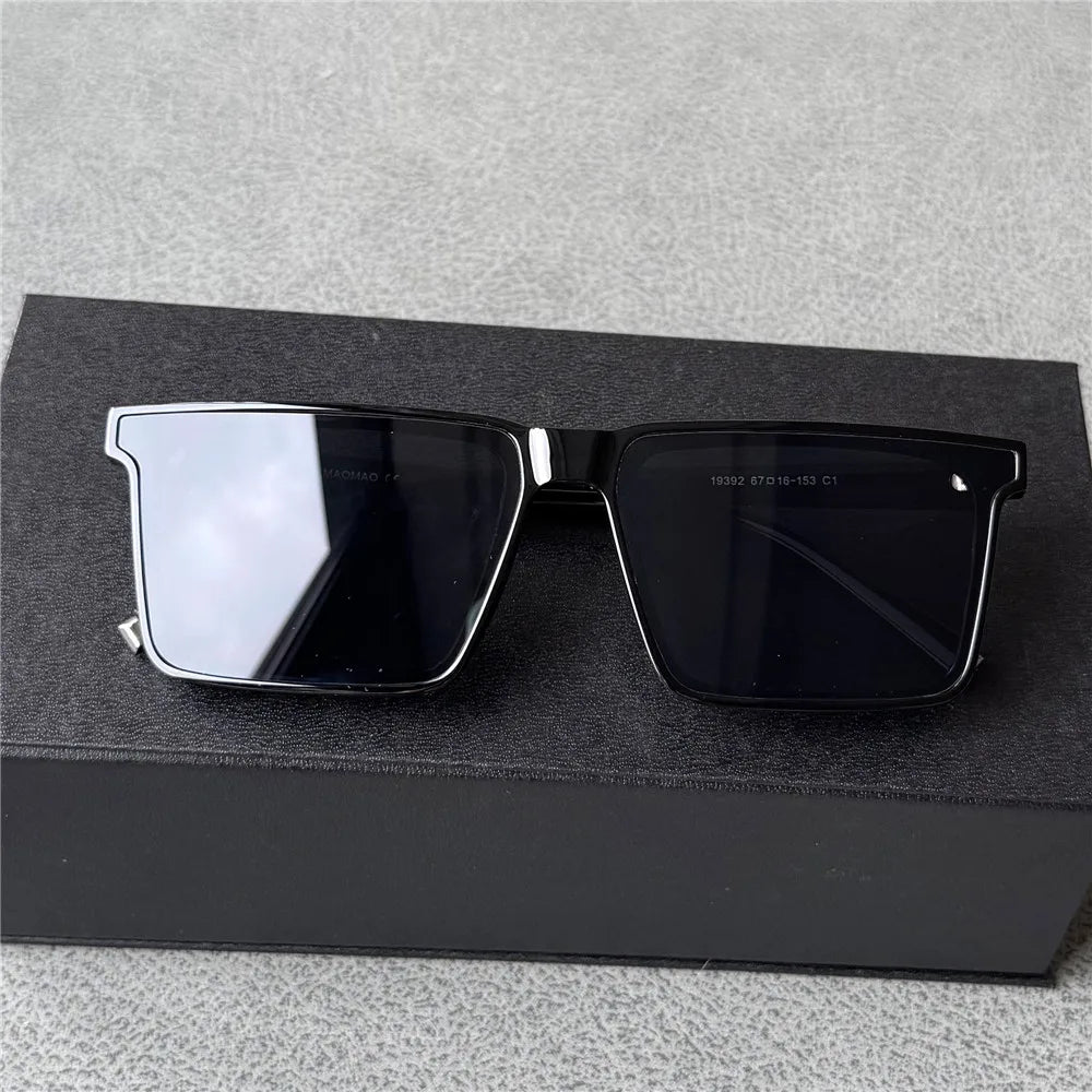 Vazrobe 160 mm Ochelari de soare supradimensionați pentru bărbați, polarizați, negri, unisex, cu ramă mare și groasă, mărime XXL