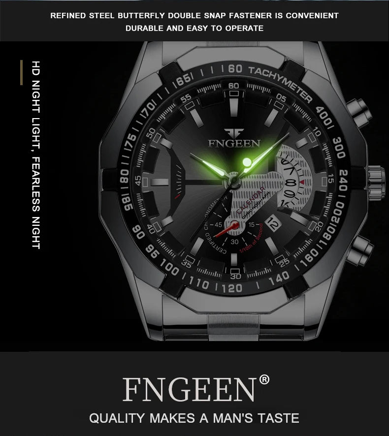BINBOND Orginal Quartz Wristwatches For Men Luxury Luminous Waterproof Auto Date Men's Watch Stainless Steel Reloj Free Ship