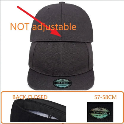Adult Back Closed Baseball Cap for Small Head Lady Man Blank Hiphop Snapback Hat Fitted Flat Caps 57cm to 59cm