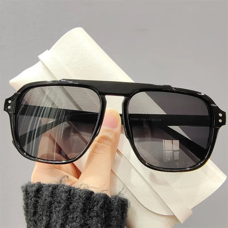 Ochelari de soare la modă pentru femei și bărbați, ochelari de soare cu ramă dublă, stil vintage, pentru activități în aer liber, călătorii și conducere, cu protecție UV400