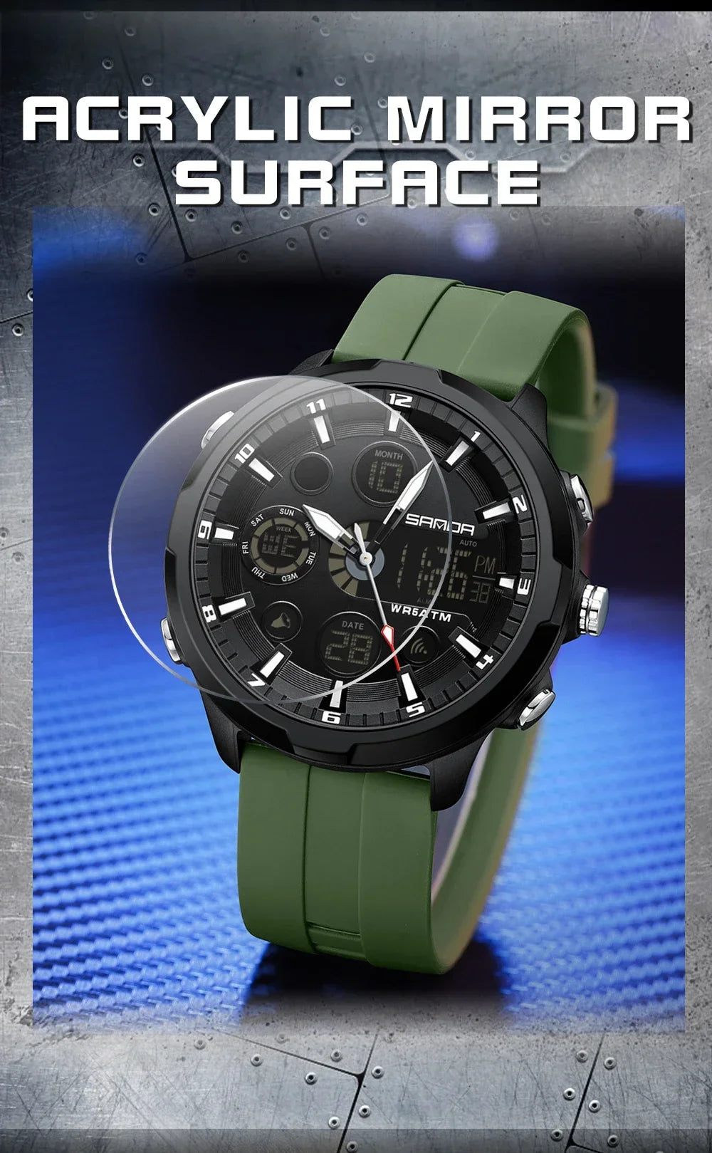 SANDA 9053 G Sports Military Men's Watches Luxury Digital Watch 50M Waterproof Quartz Wristwatch for Male Relogios Masculino