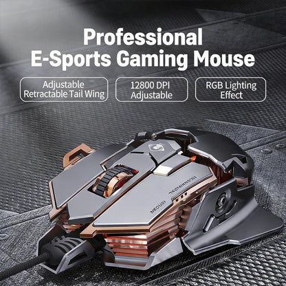 G5 Mechanical E-sports Wired Mouse RGB 9 Button Macro Programming Gaming Mute Mouse 12800 DPI For Desktop Computer Laptop