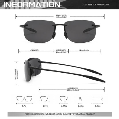 4 bucăți ochelari de soare aviator polarizați, ultra-ușori, de 11 g, cu ramă TR90 fără cadru – flexibili și confortabili, unisex, pentru condus, pescuit și activități în aer liber