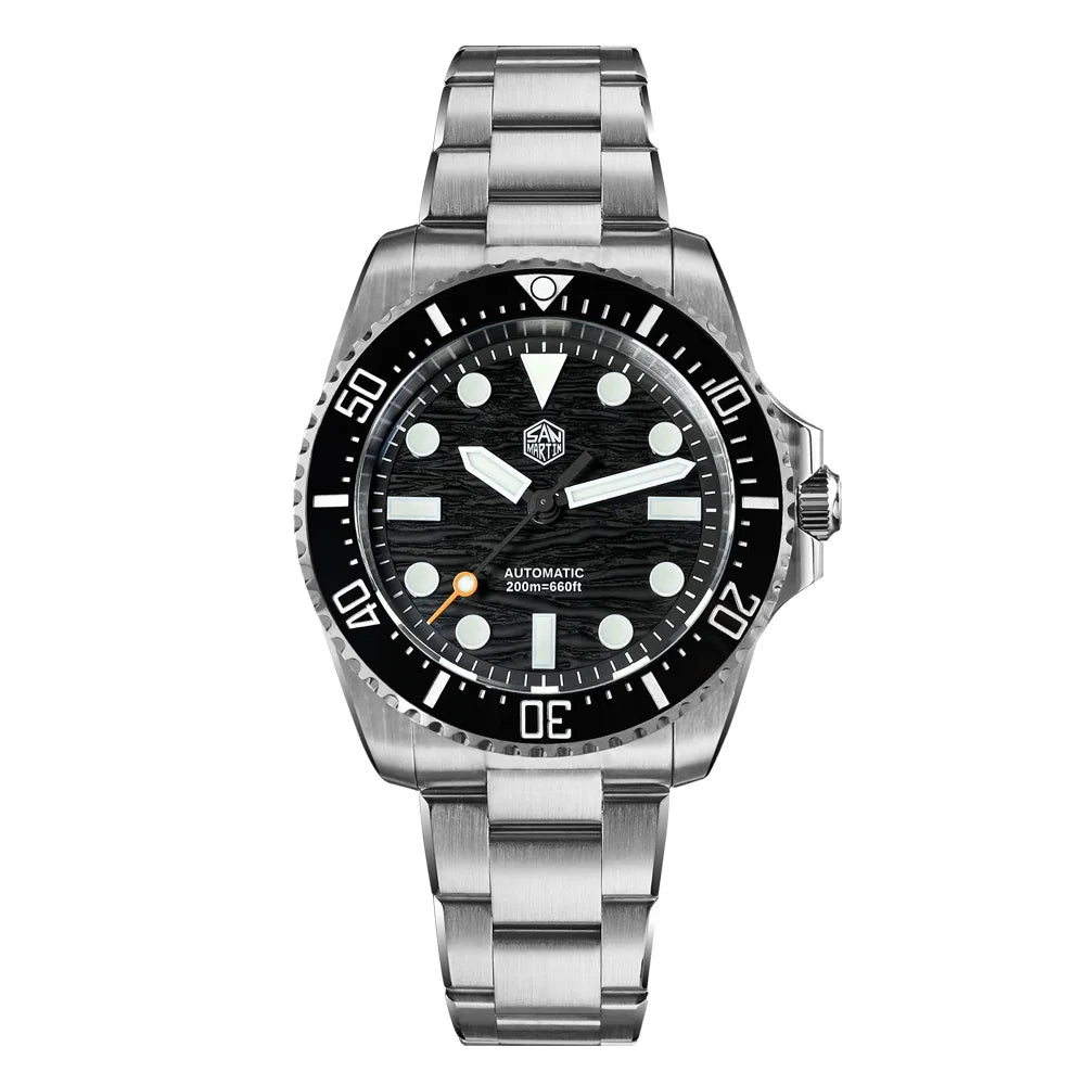 San Martin 2026 Men Diver Watch 38mm Wave Texture Dial Miyota 90S5 Automatic Mechanical Luxury Wristwatch Waterproof 200m SN0126