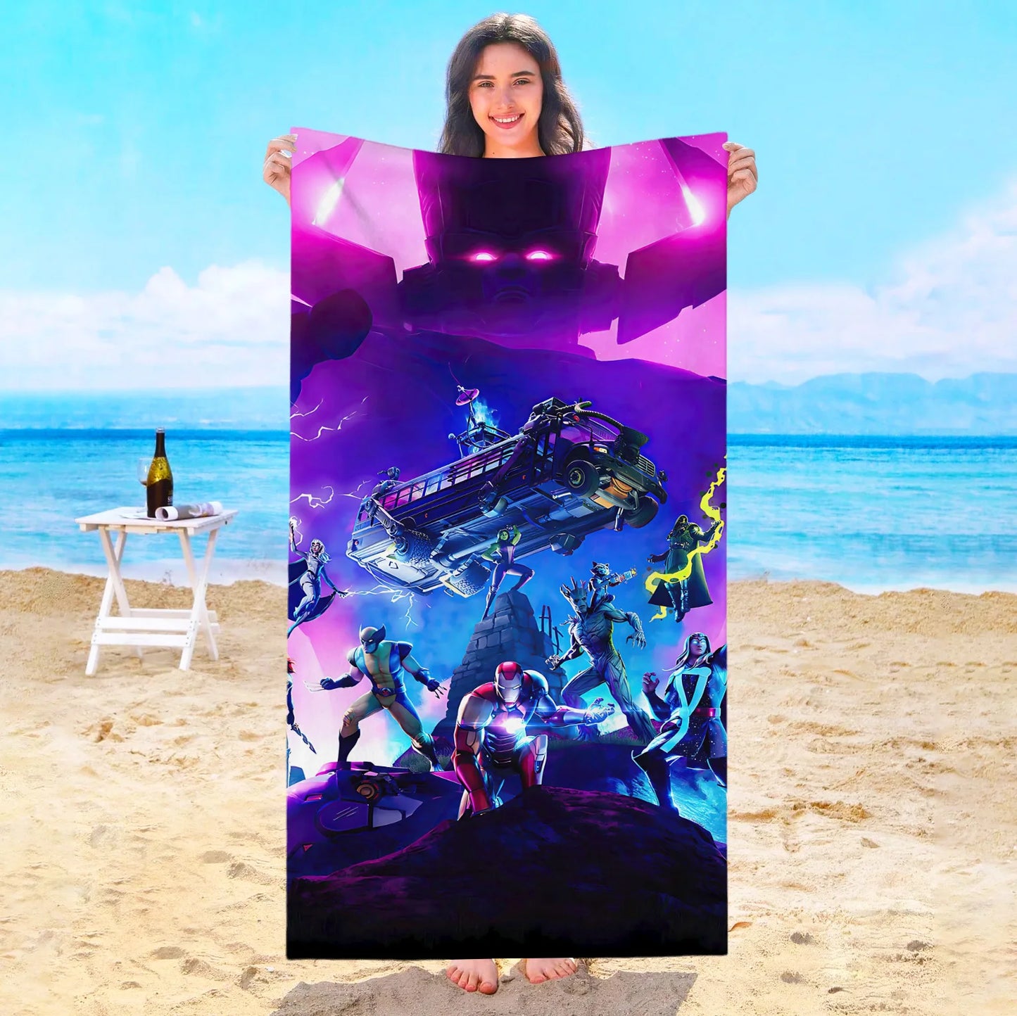 Toalha de Praia Game F-Fortnites em Microfibra para Hotel, Casa de Banho, Sauna, Spa, Praia, Viagem, Piscina, Casa, Banho de Bebé, Ginásio e Duche