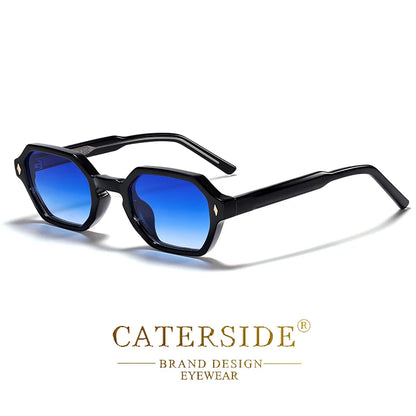 CATERDIDE Ochelari de soare retro poligonali pentru bărbați, cu design personalizat, ramă pătrată, ochelari de soare pentru femei, petreceri, călătorii și vacanțe